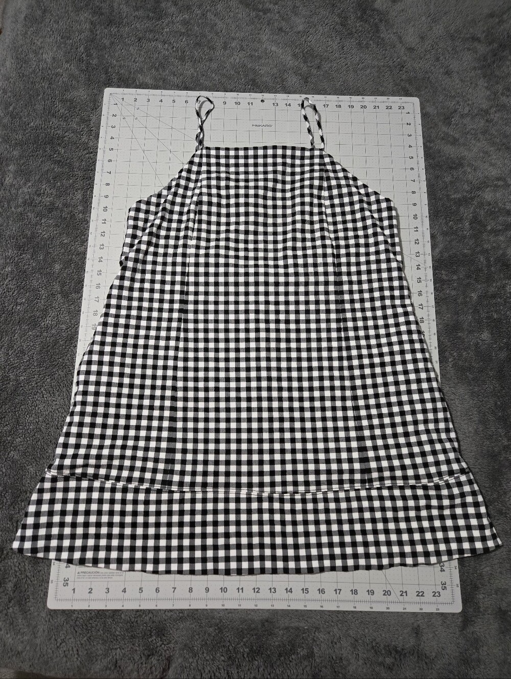 Anthropologie Black & White Gingham Spaghetti Strap Mini Dress